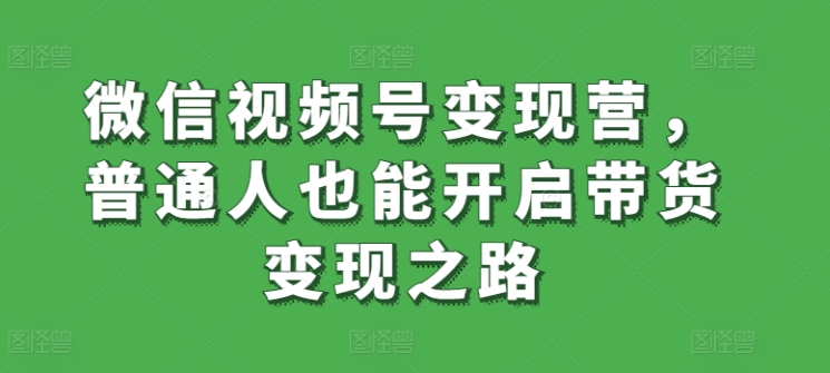 微信视频号变现营，普通人也能开启带货变现之路-9527素材资源站