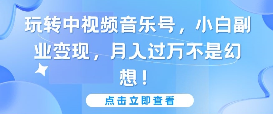 玩转中视频音乐号，小白副业变现，月入过万不是幻想【揭秘】-9527素材资源站