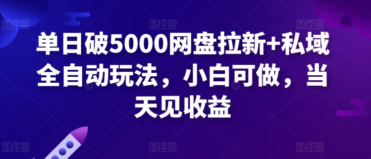 单日破5000网盘拉新+私域全自动玩法，小白可做，当天见收益-9527素材资源站