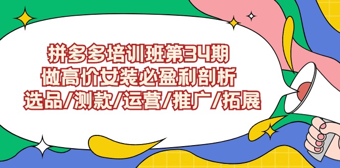 （9333期）拼多多培训班第34期：做高价位品牌女装必赢利分析  选款/选款/经营/营销推广/扩展-9527素材资源站