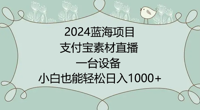 2024年蓝海项目，支付宝素材直播，无需出境，小白也能日入1000+ ，实操教程【揭秘】-9527素材资源站