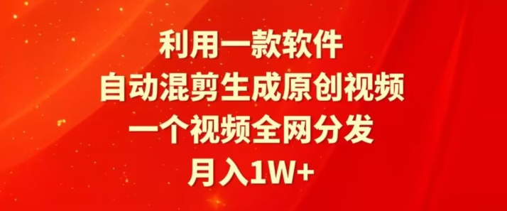 利用一款软件，自动混剪生成原创视频，一个视频全网分发，月入1W+-9527素材资源站