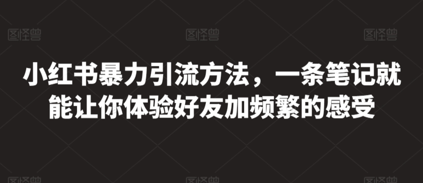 小红书暴力引流方法，一条笔记就能让你体验好友加频繁的感受-9527素材资源站