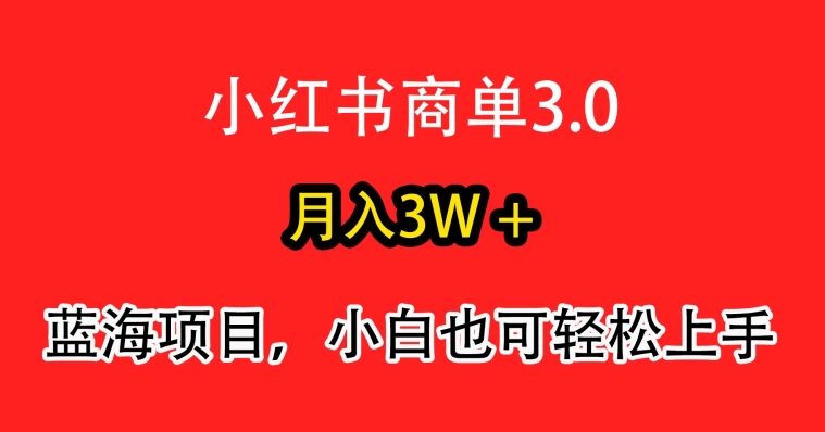 小红书商单3.0，月入3w+，蓝海项目，小白轻松上手-9527素材资源站