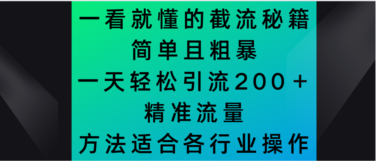 一看就懂的截流秘籍，简单粗暴，一天轻松引流200＋精准流量-9527素材资源站