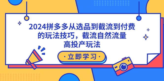 （9037期）2024拼多多从选品到截流到付费的玩法技巧，截流自然流量玩法，高投产玩法-9527素材资源站