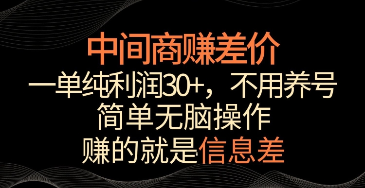 中间商赚差价，一单纯利润30+，简单无脑操作，赚的就是信息差，轻轻松松日入1000+【揭秘】-9527素材资源站