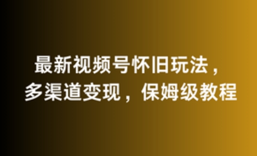 最新视频号怀旧玩法，多渠道变现，保姆级教程-9527素材资源站