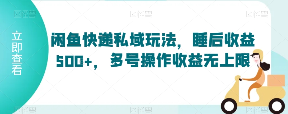 闲鱼快递私域玩法，睡后收益500+，多号操作收益无上限【揭秘】-9527素材资源站