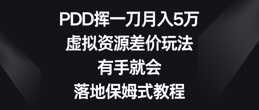 （8751期）PDD挥一刀月入5万，虚拟资源项目价格差游戏玩法，两双手便会，落地式跟踪服务实例教程-9527素材资源站