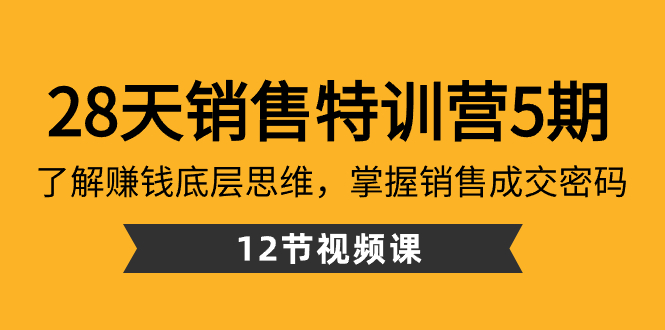 （8659期）28天·市场销售夏令营5期：掌握挣钱思维模式，把握销售成交登陆密码（12堂课）-9527素材资源站