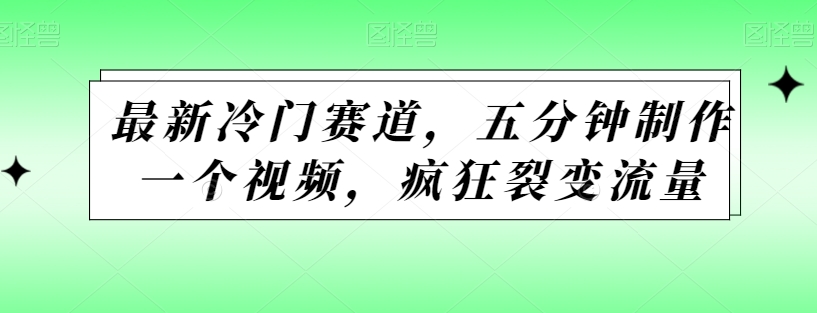 最新冷门赛道，五分钟制作一个视频，疯狂裂变流量-9527素材资源站
