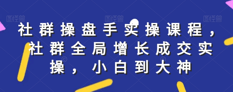社群实操课程，社群全局增长成交实操，小白到大神-9527素材资源站