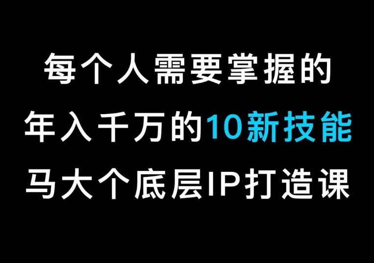 马大个的IP底层逻辑课，​每个人需要掌握的年入千万的10新技能，约会底层IP打造方法！-9527素材资源站