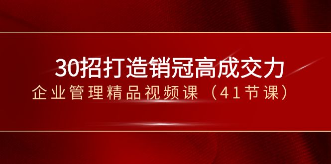 （8477期）30招-打造出销售冠军高成交力-企业经营管理在线精品视频课（41堂课）-9527素材资源站