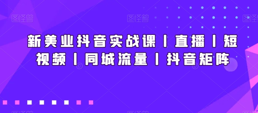 新美业抖音实战课丨直播丨短视频丨同城流量丨抖音矩阵-9527素材资源站