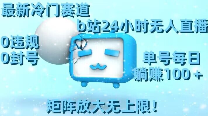 最新冷门赛道，b站24小时无人直播，0违规0封号，单号每日躺赚100＋，矩阵放大无上限【揭秘】-9527素材资源站