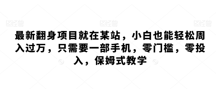 最新翻身项目就在某站，小白也能轻松周入过万，只需要一部手机，零门槛，零投入，保姆式教学-9527素材资源站