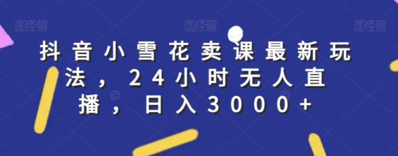 抖音小雪花卖课最新玩法，24小时无人直播，日入3000+【揭秘】-9527素材资源站
