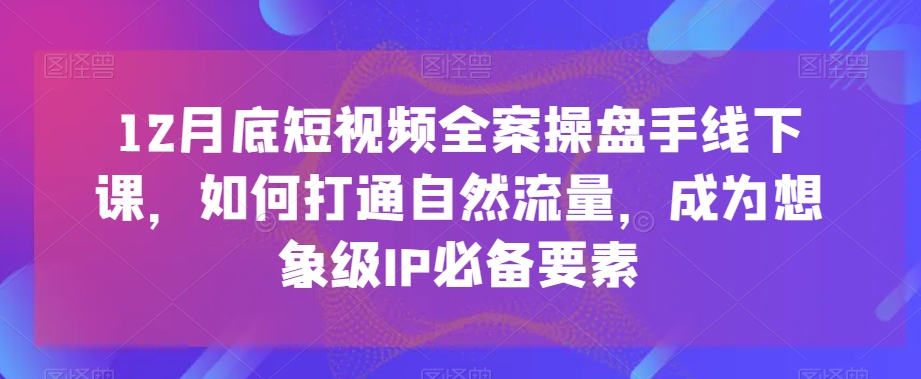 12月底短视频全案操盘手线下课，如何打通自然流量，成为想象级IP必备要素-9527素材资源站