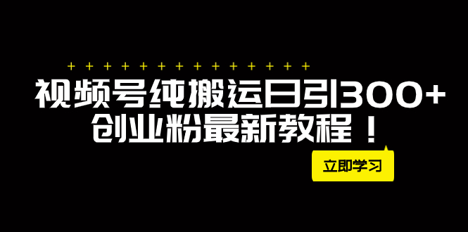 （7833期）外边卖2580微信视频号纯运送日引300 自主创业粉全新实例教程！-9527素材资源站