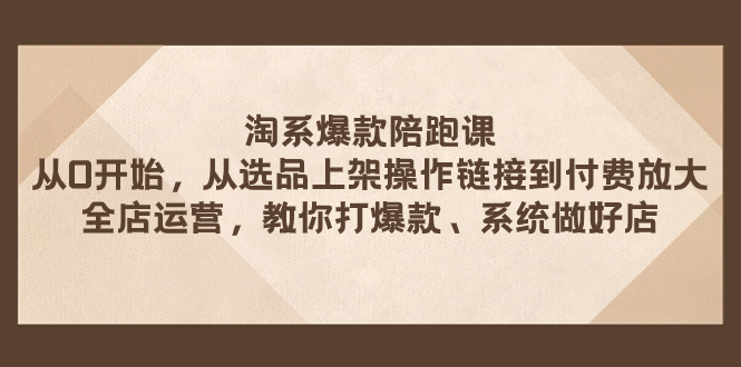 （7725期）淘宝爆品陪跑课 从选款发布实际操作链接到付钱变大 店铺经营 打爆款 系统软件搞好店-9527素材资源站