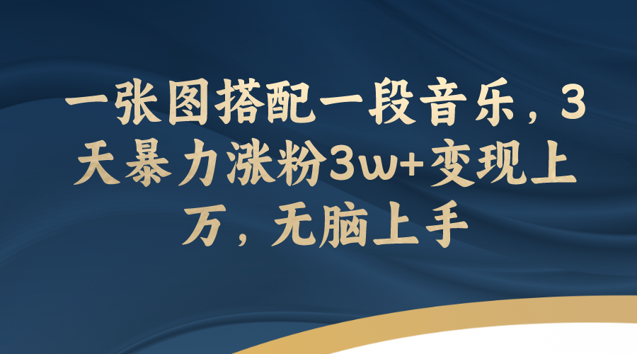 （7674期）一张图组合一段歌曲，3天暴力行为增粉3w 转现过万，没脑子入门-9527素材资源站