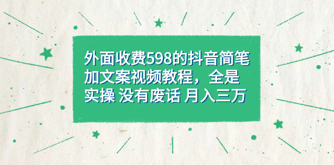 （7327期）外边收费标准598抖音简笔加文案教程，都是实际操作 并没有空话 月入三万（实例教程 材料）-9527素材资源站