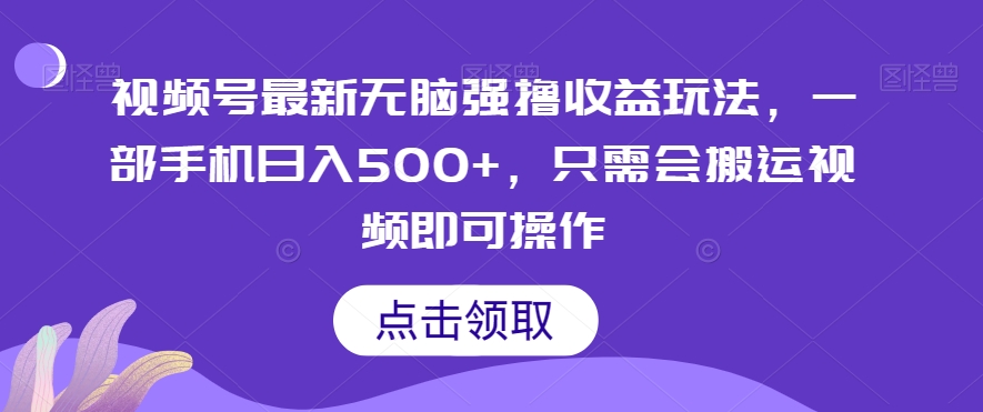 视频号最新无脑强撸收益玩法，一部手机日入500+，只需会搬运视频即可操作-暖阳网-优质付费教程和创业项目大全-9527素材资源站