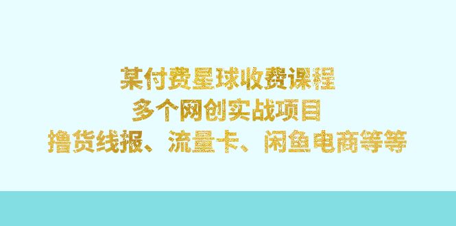 （7199期）某付钱星体课程内容：好几个网创实践项目，撸货线报网、上网卡、闲鱼平台电子商务等-9527素材资源站