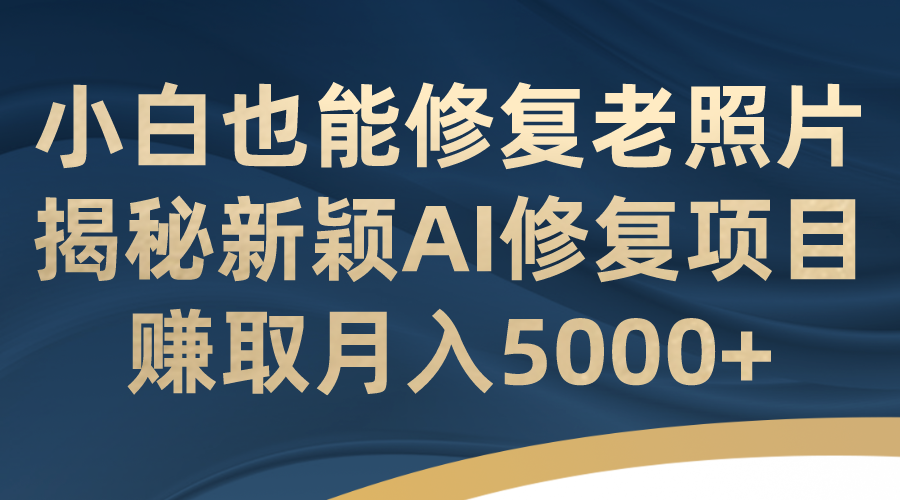 （7072期）小白也能修复老照片！揭秘新颖AI修复项目，赚取月入5000+-9527素材资源站