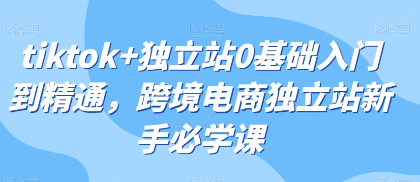 tiktok+独立站0基础入门到精通，跨境电商独立站新手必学课-暖阳网-优质付费教程和创业项目大全-9527素材资源站