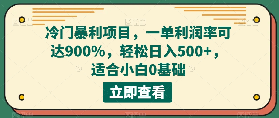 小众赚钱项目，一单毛利率可以达到900%，轻轻松松日入500 ，适合白0基本-暖阳网-优质付费教程和创业项目大全-9527素材资源站
