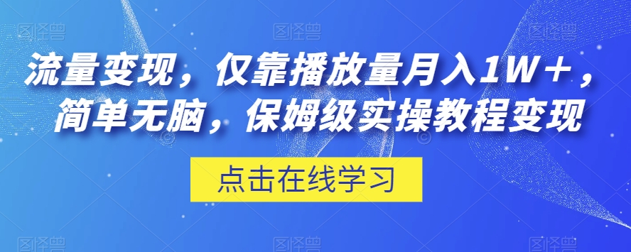数据流量变现，只靠播放率月入1W＋，简易没脑子，家庭保姆级实际操作实例教程【揭密】-9527素材资源站