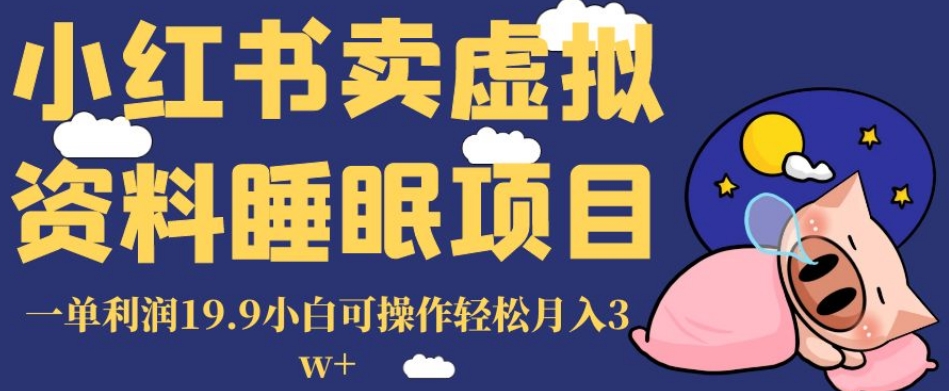 小红书卖虚拟资料睡眠项目，一单利润19.9小白可操作轻松月入3w+【揭秘】-9527素材资源站
