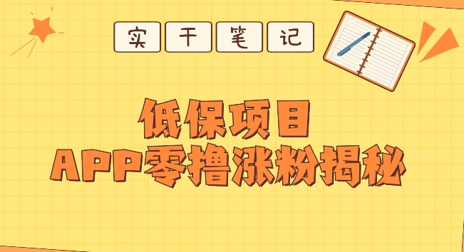 每日低保户新项目——app零撸增粉实例教程-9527素材资源站