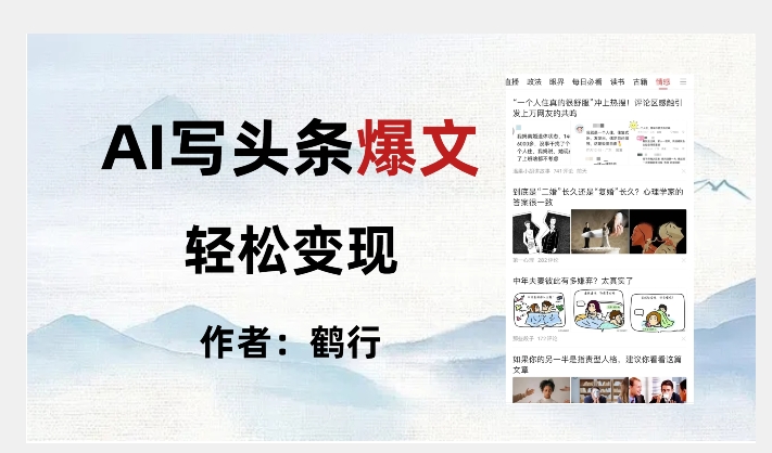 暴力拆解AI写头条爆文，轻松日入500+-9527素材资源站