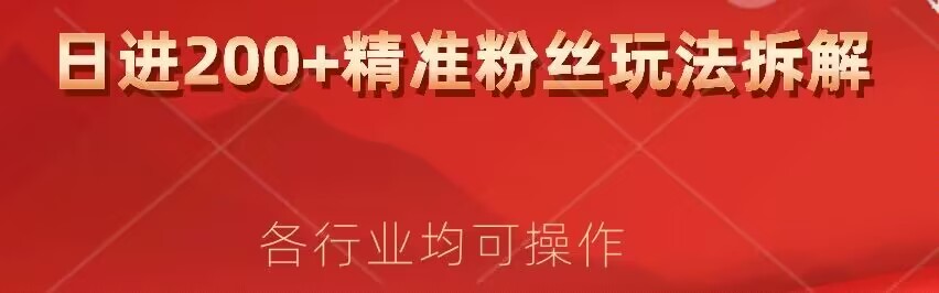 日进200 精准粉丝详尽拆卸实例教程，各个行业通用性新手就可以入门-9527素材资源站