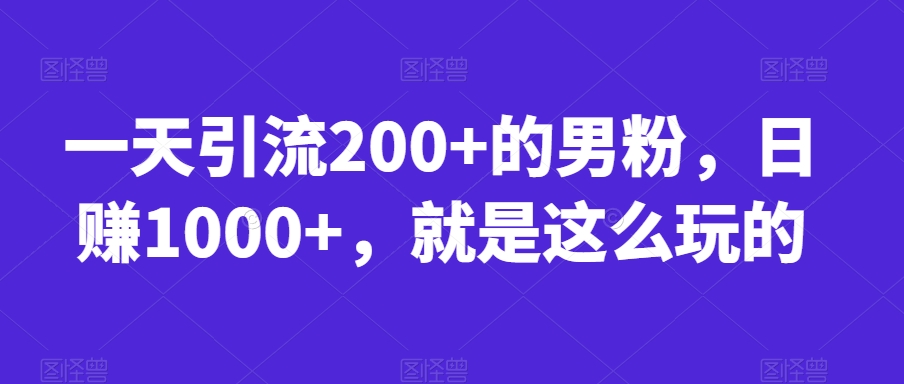 一天引流方法200 的粉丝，日赚1000 ，就是如此玩得【揭密】-9527素材资源站