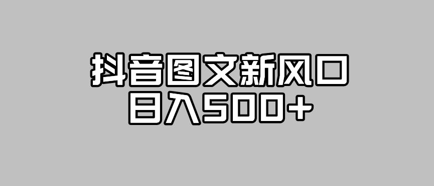 抖音图文最新风口，流量扶持非常高，日入500+【揭秘】-9527素材资源站