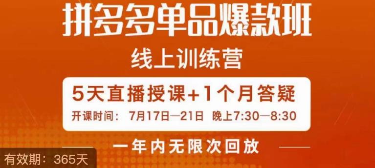 钟辰·拼多多类目爆款班，一个拼多多超级爆款养一个卓越团队-9527素材资源站
