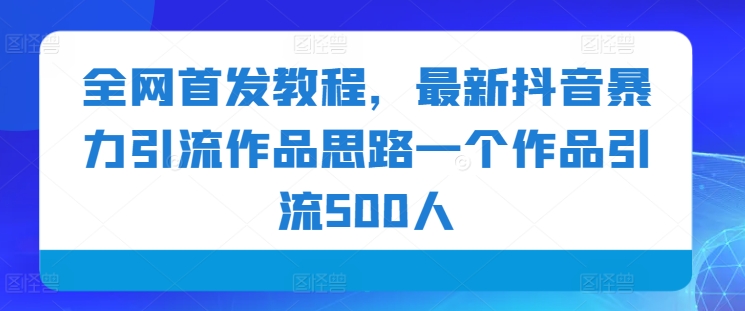 全网首发教程，最新抖音暴力引流作品思路一个作品引流500人-9527素材资源站