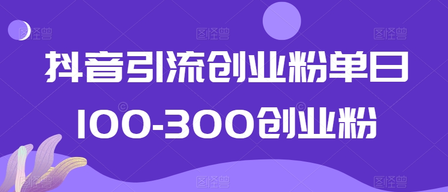 抖音引流创业粉单日100-300创业粉【揭秘】-9527素材资源站