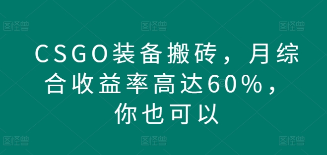 CSGO装备搬砖，月综合收益率高达60%，你也可以-9527素材资源站