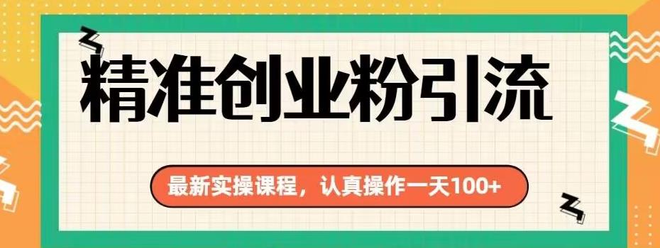 精确自主创业粉引流方法全新实际操作课程内容，用心实际操作一天100-9527素材资源站