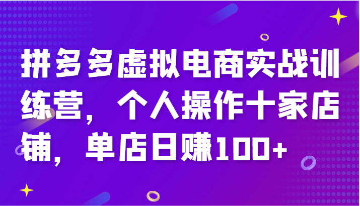 拼多多虚拟电商实战训练营，个人操作十家店铺，单店日赚100+-9527素材资源站