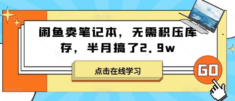 闲鱼卖笔记本，无需积压库存，半月搞了2.9w-9527素材资源站