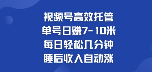 微信视频号高效率代管，运单号日赚7-10米，每日轻轻松松数分钟，睡后收入全自动涨-9527素材资源站