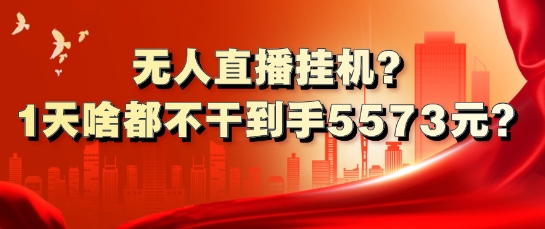 无人直播放置挂机?1天什么都不干拿到手5573元?-9527素材资源站