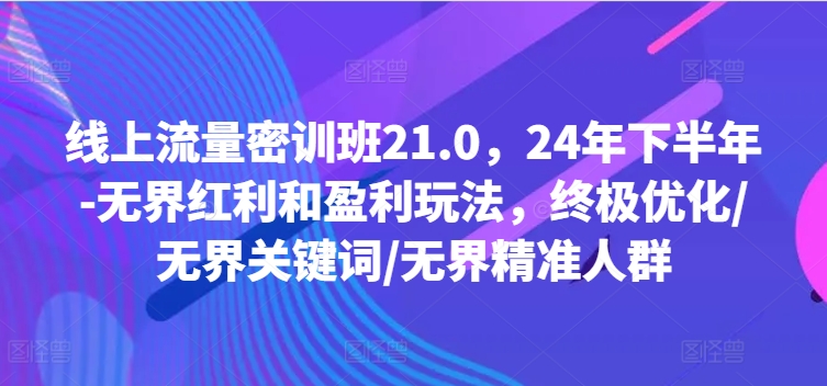 用户流量密训班21.0，24年年底-无边收益和盈利游戏玩法，最终提升/无边关键字/无边精准客户-9527素材资源站